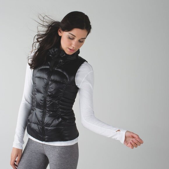 lululemon athletica Jackets & Blazers - Lululemon Women's Black Fluffin Awesome Goose Down Full-Zip Puffer Vest Size 4